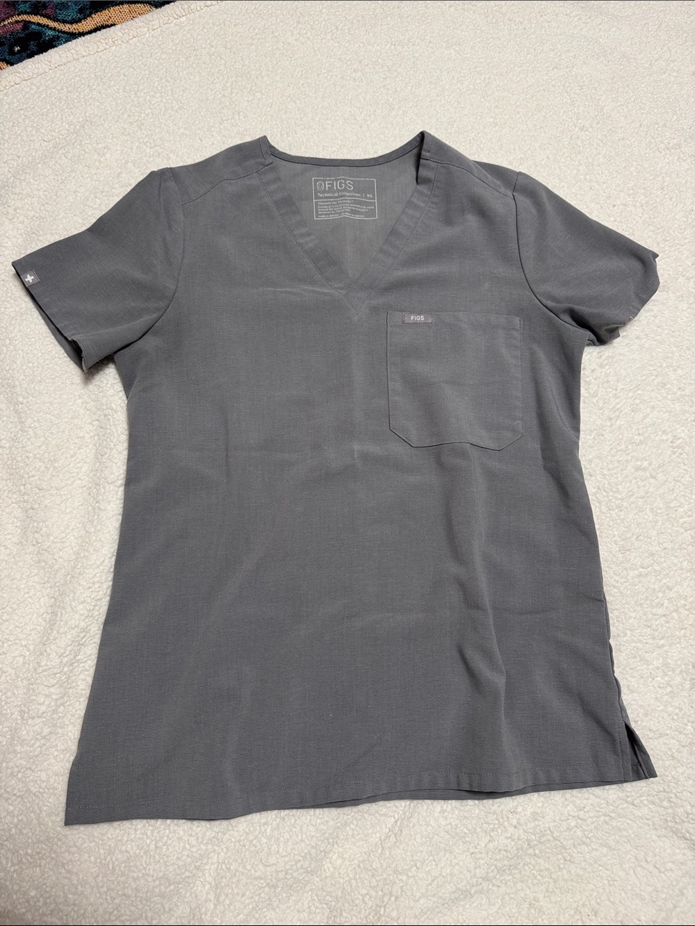Figs Charcoal Gray V-Neck Scrub Top